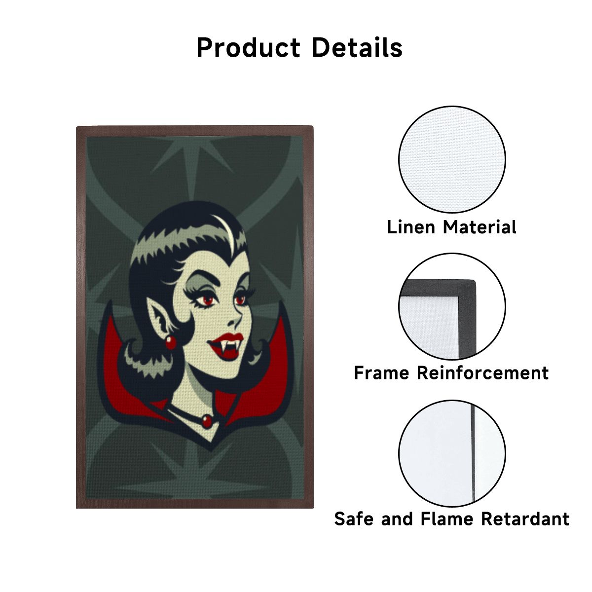 Vampire Dracula Girl Halloween Goth Horror Buff MCM Green Lampshade for Floor Lamp with Shelves - Lampshade Only - Mid Century Modern Gal