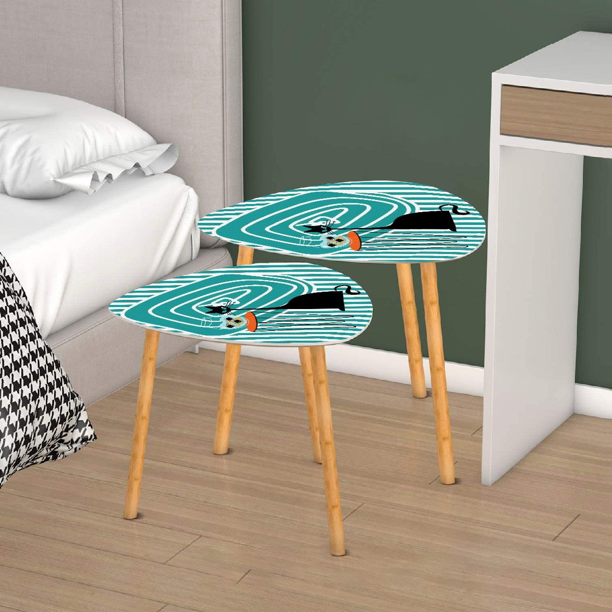 Atomic Cat Fish Art Mid Century Modern Kitschy Retro Nesting Tables - Mid Century Modern Gal