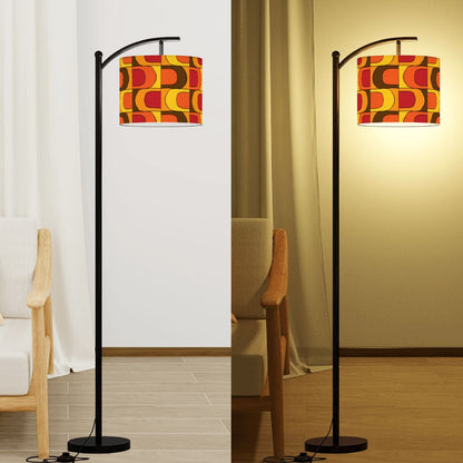Retro 70s Groovy Mod Yellow Orange Red, Mid Century Modern Lamp Shade ONLY - For Arc Floor Lamps Only - Mid Century Modern Gal
