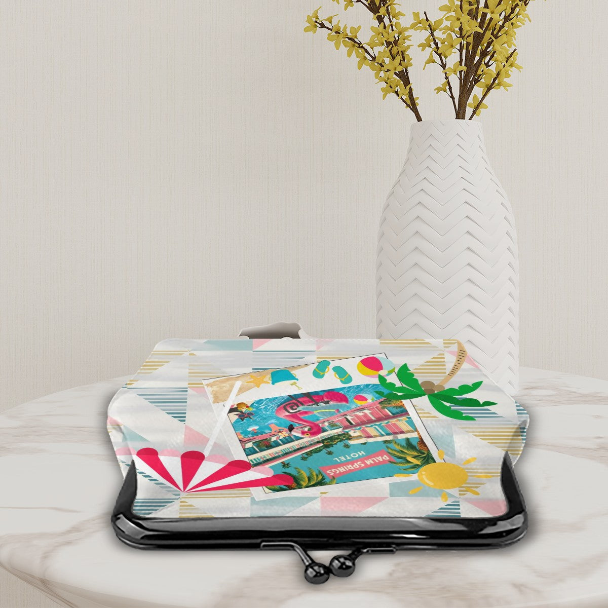 Old Palm Springs Hotel Retro Summer Vibes, Atomic Cats Mid Mod Coin Purse - Mid Century Modern Gal