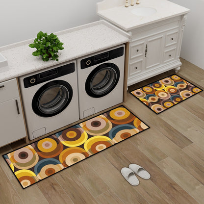 Mid Century Modern 70s Groovy Mod Kitchen Area Rug Set for Floor Non-Slip Washable - Mid Century Modern Gal