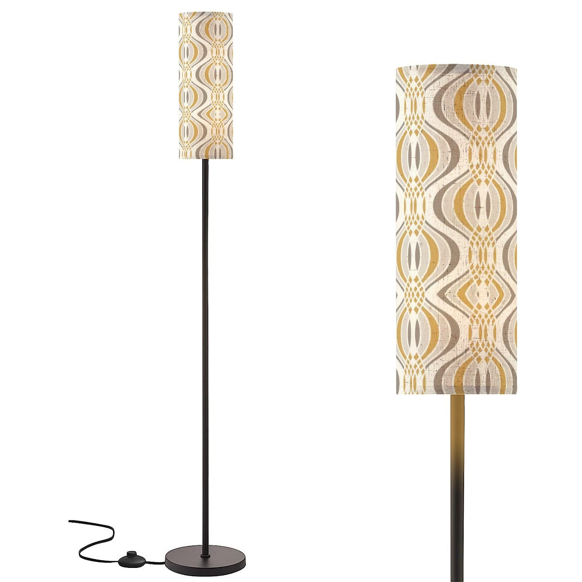 Mid Century Modern Groovy Mod Gold, Silver Designed Slim Floor Lamp - Mid Century Modern Gal