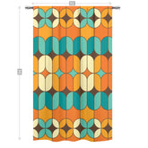 Mid Century Modern Curtain, Orange, Teal, Geometric Retro Design Single Panel - Mid Century Modern Gal