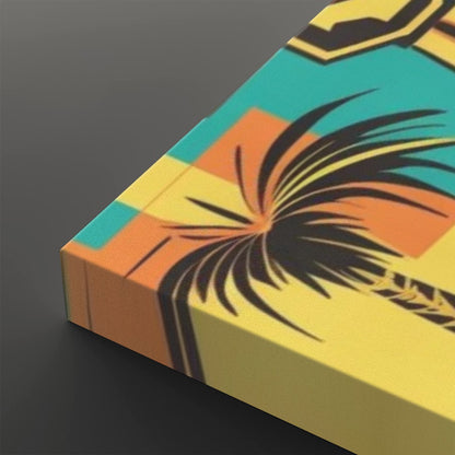 Mid Century Modern Tiki Wall Art, Teal, Yellow, Orange Large Canvas Print - Mid Century Modern Gal