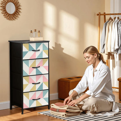 Mid Century Modern Geometric Pastel Design 4-Drawer Dresser - Mid Century Modern Gal