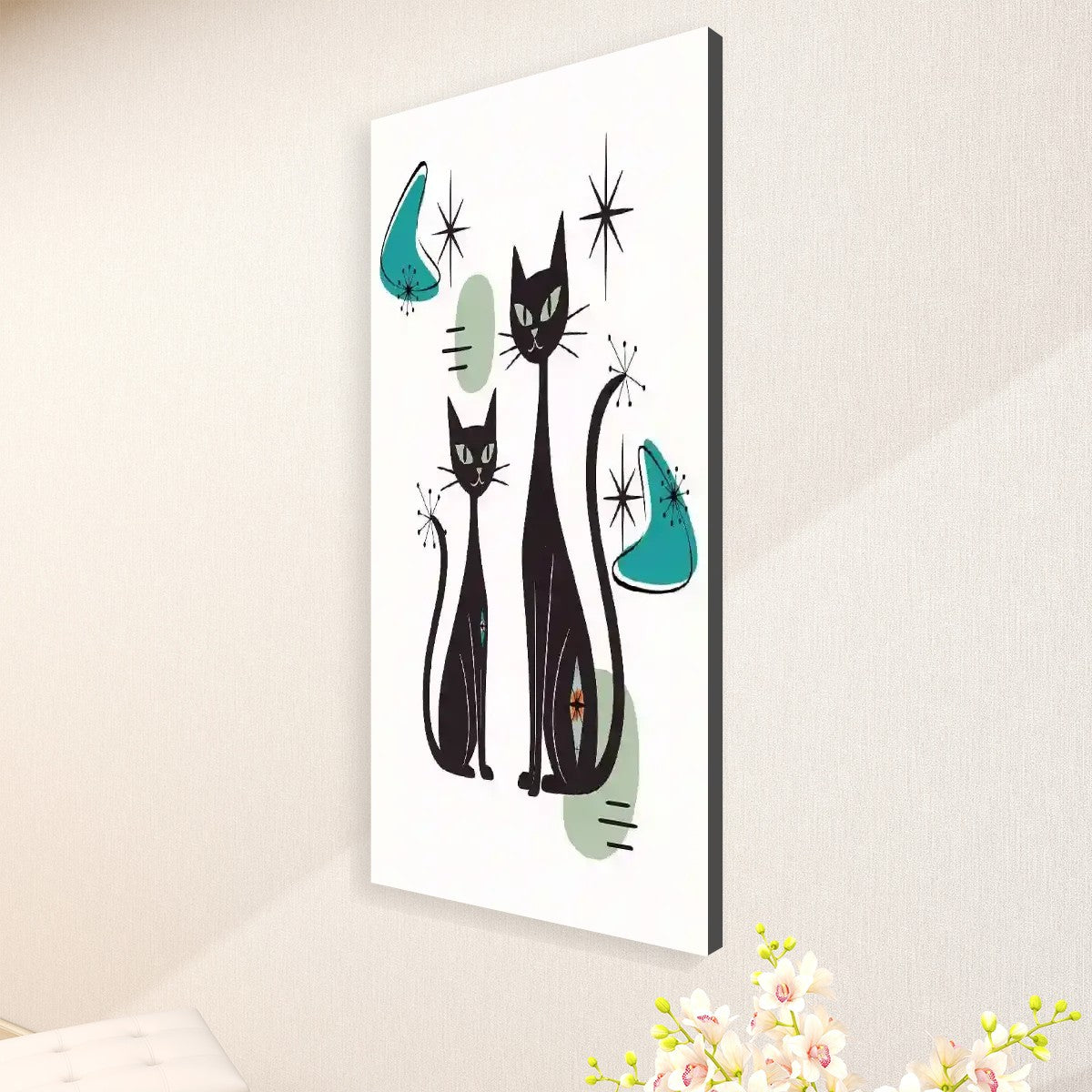 Atomic Kitschy Cats Boomerang Starburst MCM Wall Art - Mid Century Modern Gal