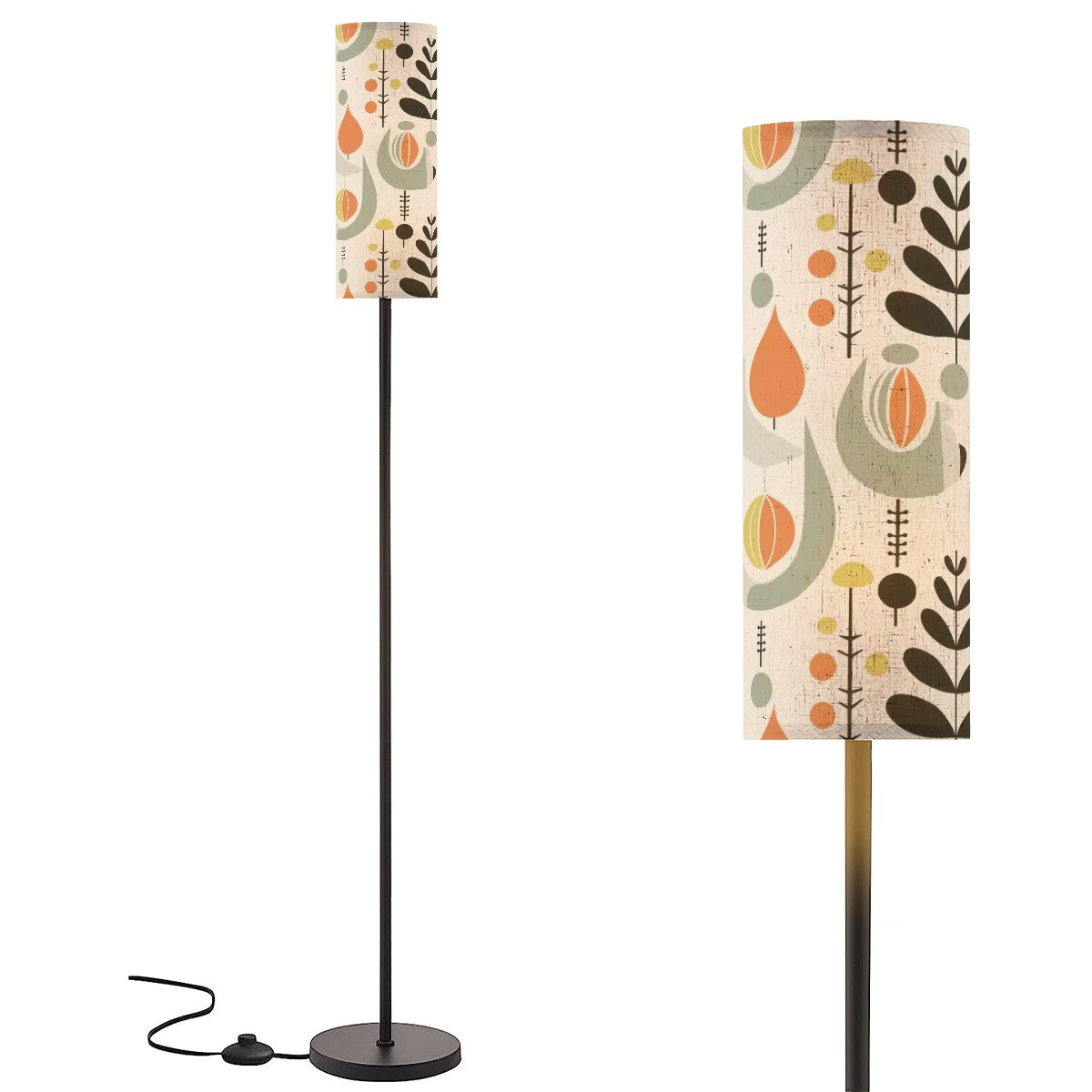 Mid Century Modern Scandinavian Floral Designed Slim Floor Lamp - Mid Century Modern Gal