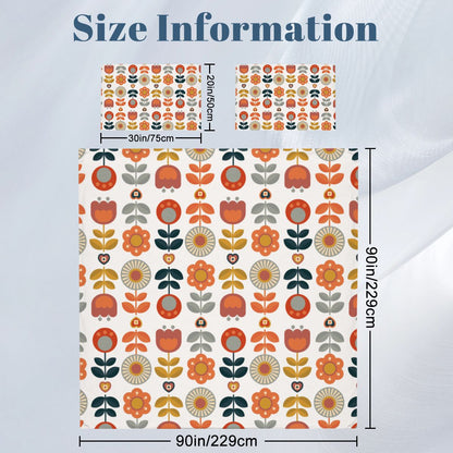 Scandinavian Modern Danish Floral Cheery Retro Mod Queen Duvet Cover Set - Mid Century Modern Gal