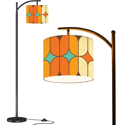 Mid Century Modern Arc Floor Lamp, Orange, Teal Geometric Designed Mod Lighting - Mid Century Modern Gal