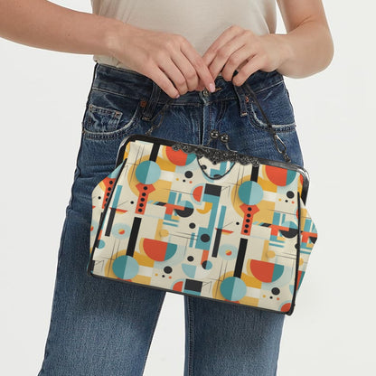 Mid Century Modern Bauhaus Designed Kisslock Crossbody Purse - Mid Century Modern Gal