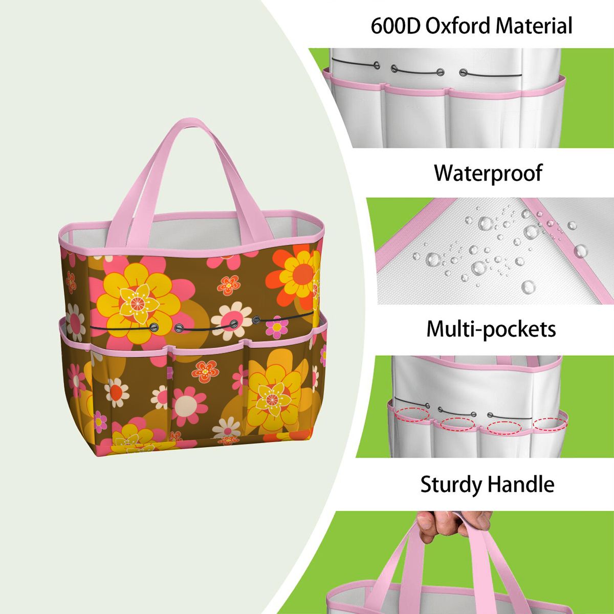 Retro 70s Groovy Flower Power Garden Tool Bag