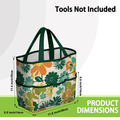 70s Flower Power Retro Groovy Mod Orange Yellow Teal Green Garden Tool Bag