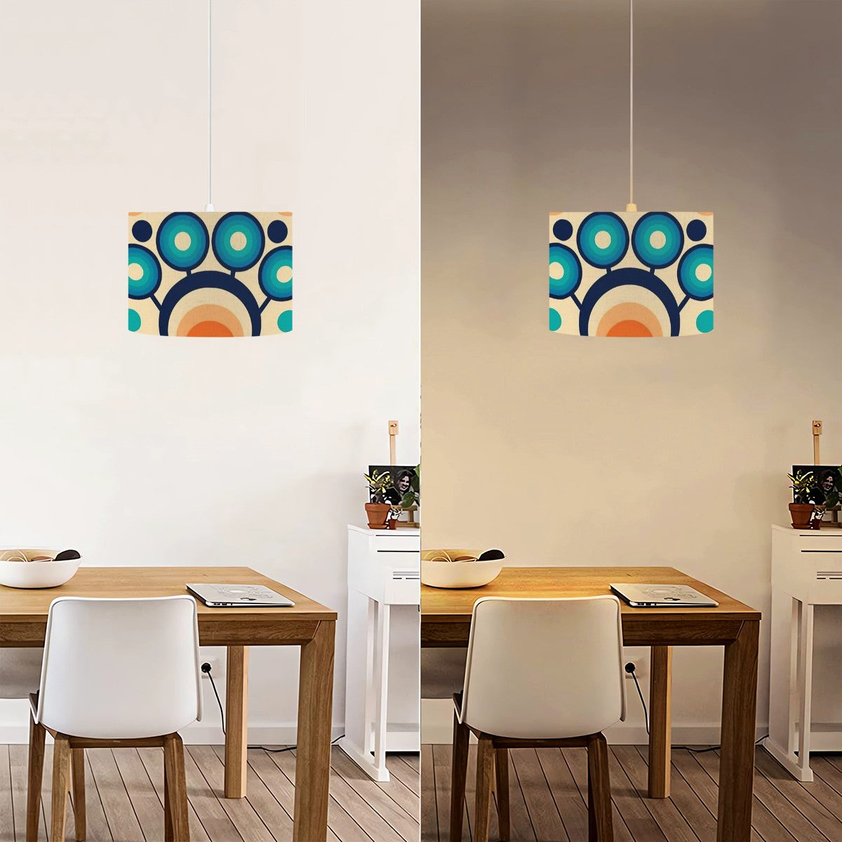 Retro Mid Mod Drumshade Hanging Mid Century Modern Light - Mid Century Modern Gal