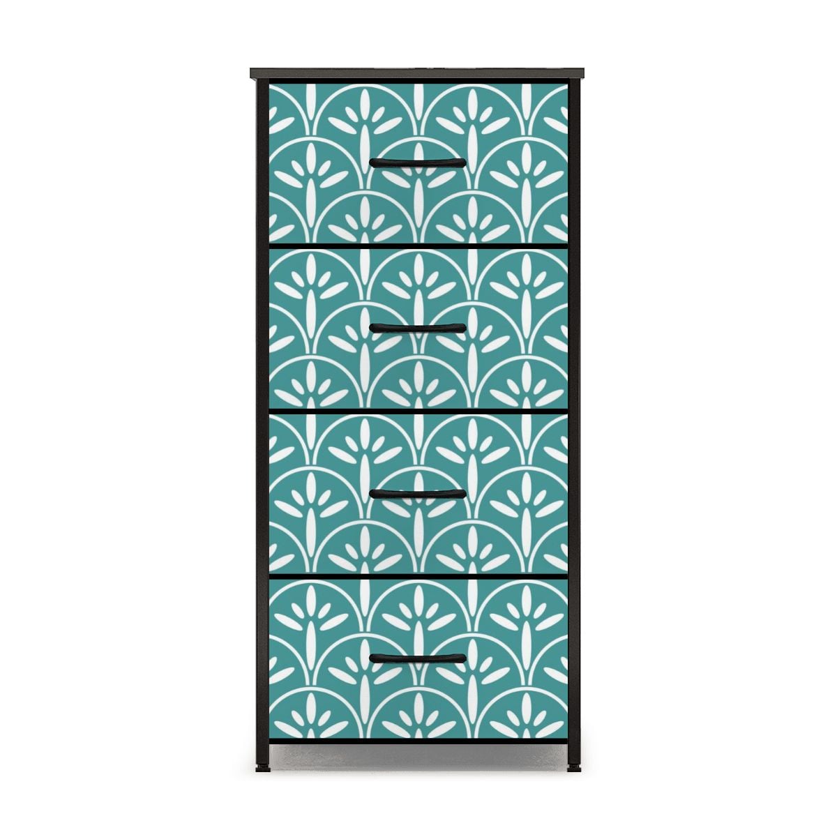 Mid Century Modern Stylish Art Deco Blue Aqua and White MCM 4-Drawer Dresser - Mid Century Modern Gal