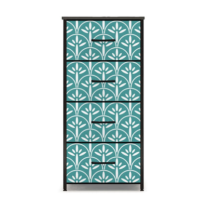 Mid Century Modern Stylish Art Deco Blue Aqua and White MCM 4-Drawer Dresser - Mid Century Modern Gal