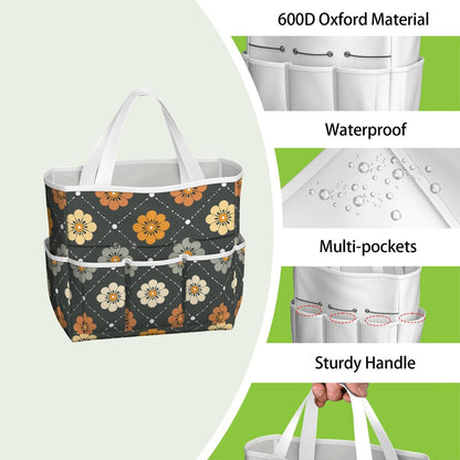 Scandinavian Floral, Mustard Yellow, Gray Mid Century Modern Garden Tool Bag - Mid Century Modern Gal
