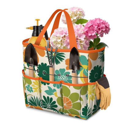 70s Flower Power Retro Groovy Mod Orange Yellow Teal Green Garden Tool Bag - Mid Century Modern Gal