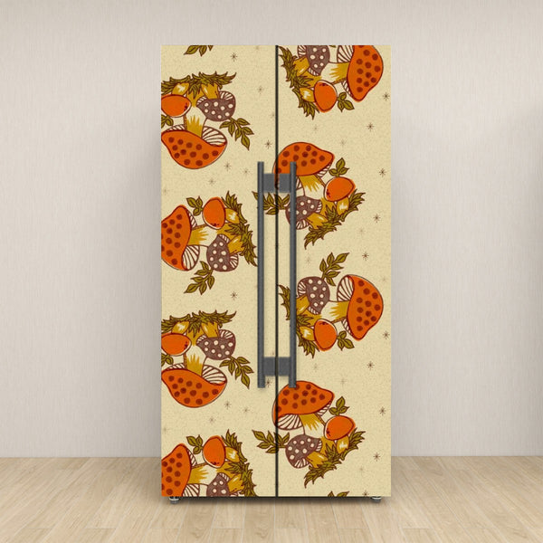 70s Merry Mushroom Sears Mushroom Groovy Retro Self Adhesive Refrigerator Wrap Set
