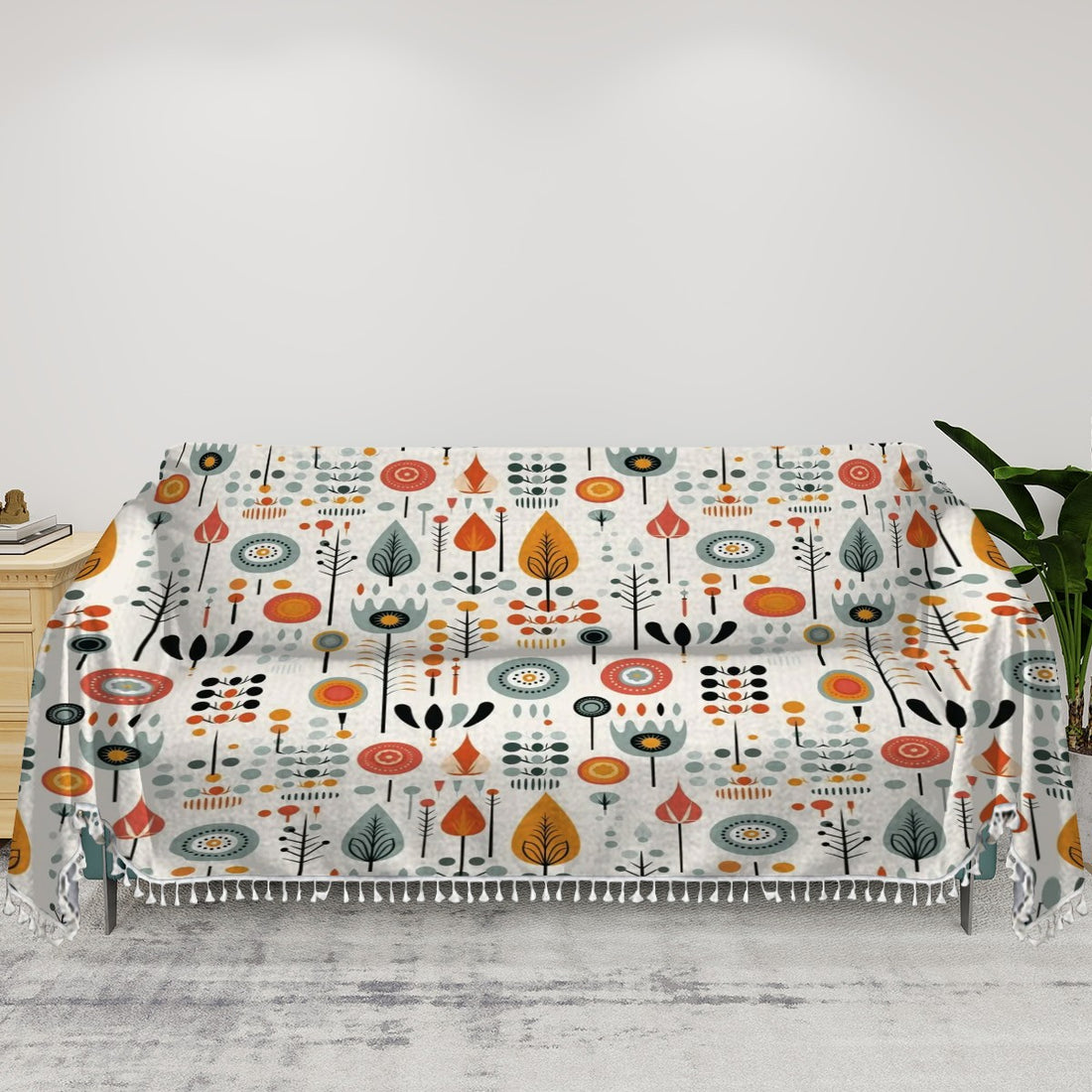 Mid Century Modern Scandinavian Flower Retro Mod Couch Covers Blanket - Mid Century Modern Gal