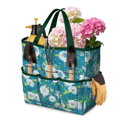 Chinoiserie Floral Teal Green White Elegant Garden Tool Bag - Mid Century Modern Gal