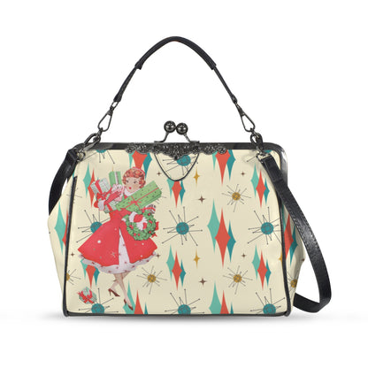 Franciscan Starburst Mid Century Modern Kitschy Christmas Gal Kisslock Vintage Purse - Mid Century Modern Gal