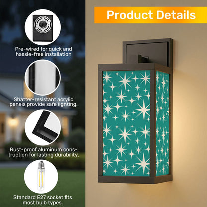 Mid Century Modern Atomic Starburst Aqua Blue Mid Mod Entry, Patio Wall Light - Mid Century Modern Gal