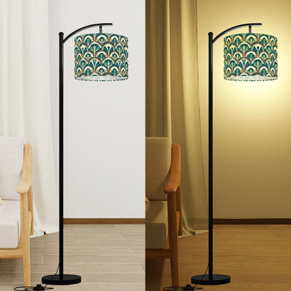 Art Deco Peacock Inspired Lamp SHADE ONLY - For Arc Floor Lamps Only - Mid Century Modern Gal