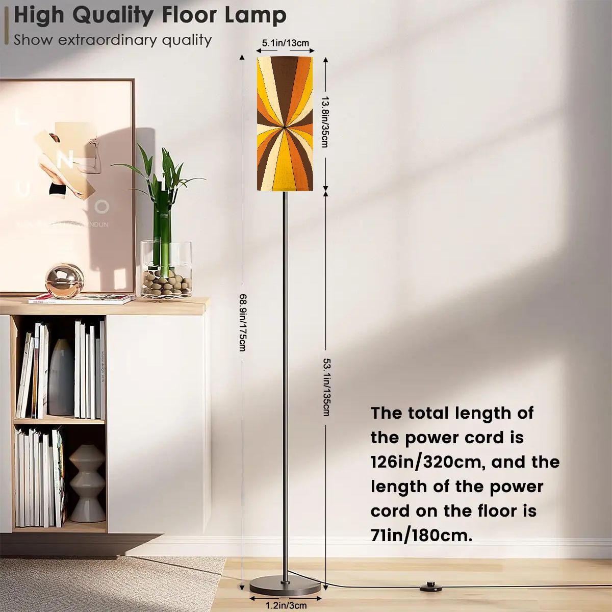 Retro 70s Groovy Brown, Yellow, Orange Mid Century Modern Floor Lamp - Mid Century Modern Gal