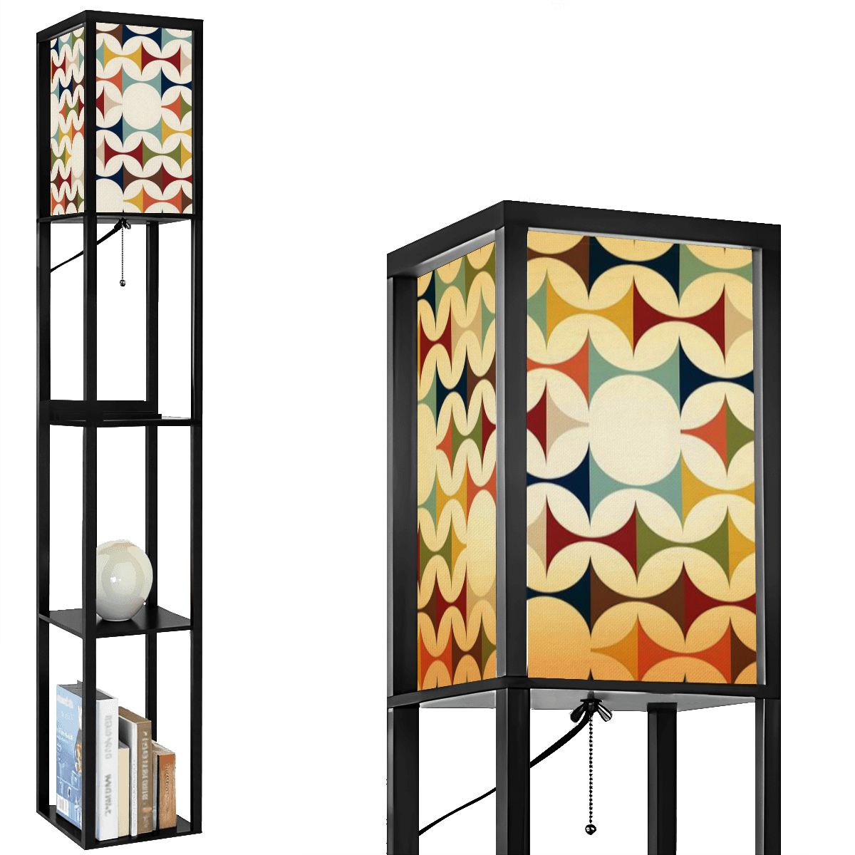 Mid Century Scandinavian Designed, Geometric Retro Mid Mod Floor Lighting With Shelves - Mid Century Modern Gal