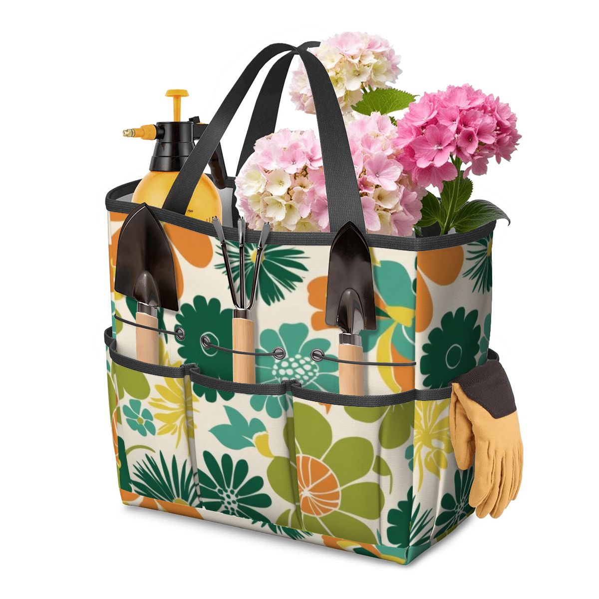 70s Flower Power Retro Groovy Mod Orange Yellow Teal Green Garden Tool Bag - Mid Century Modern Gal