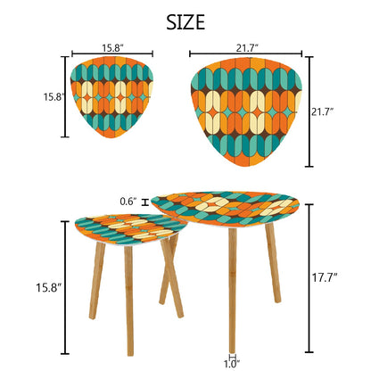 Mid Century Modern Orange Teal Geometric Retro Mid Mod Nesting Tables - Mid Century Modern Gal