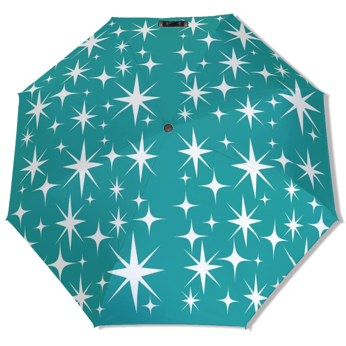 Atomic Starbursts Retro Mod Teal, White Kitschy Umbrella - Mid Century Modern Gal