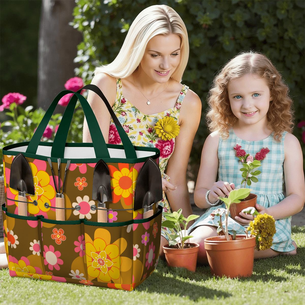 Retro 70s Groovy Flower Power Garden Tool Bag