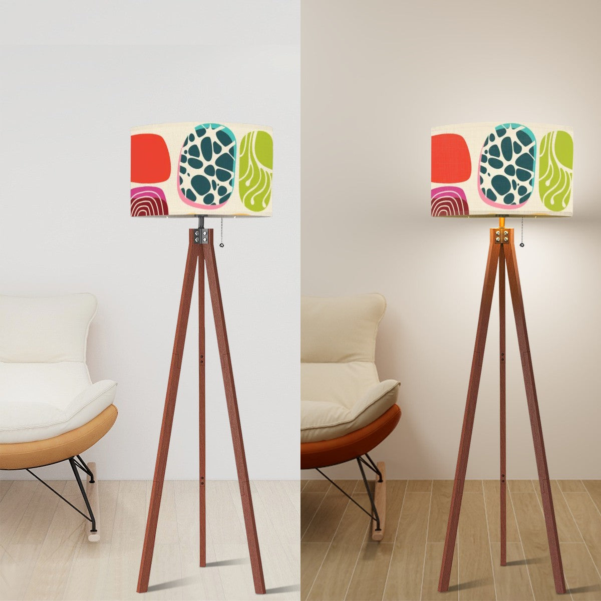 Mid Century Modern Amoeba Geometric Designed Retro Mod Tripod Floor Lamp - Mid Century Modern Gal