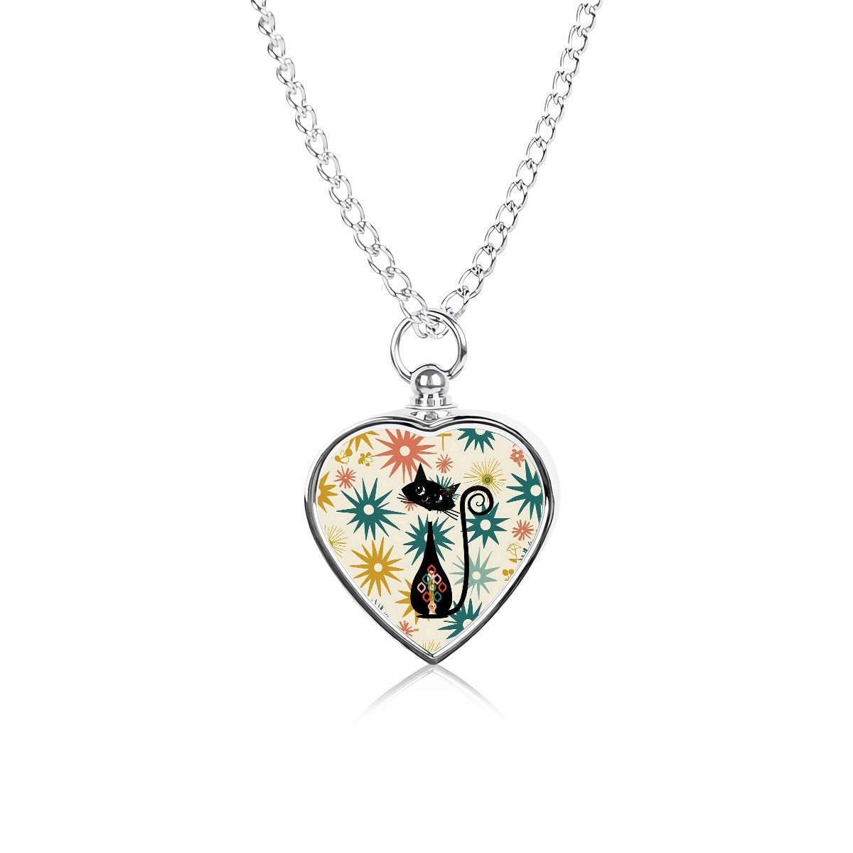 Atomic Cat Mid Mod Starburst Sentimental Statement Piece Pet Ashes Necklace - Mid Century Modern Gal