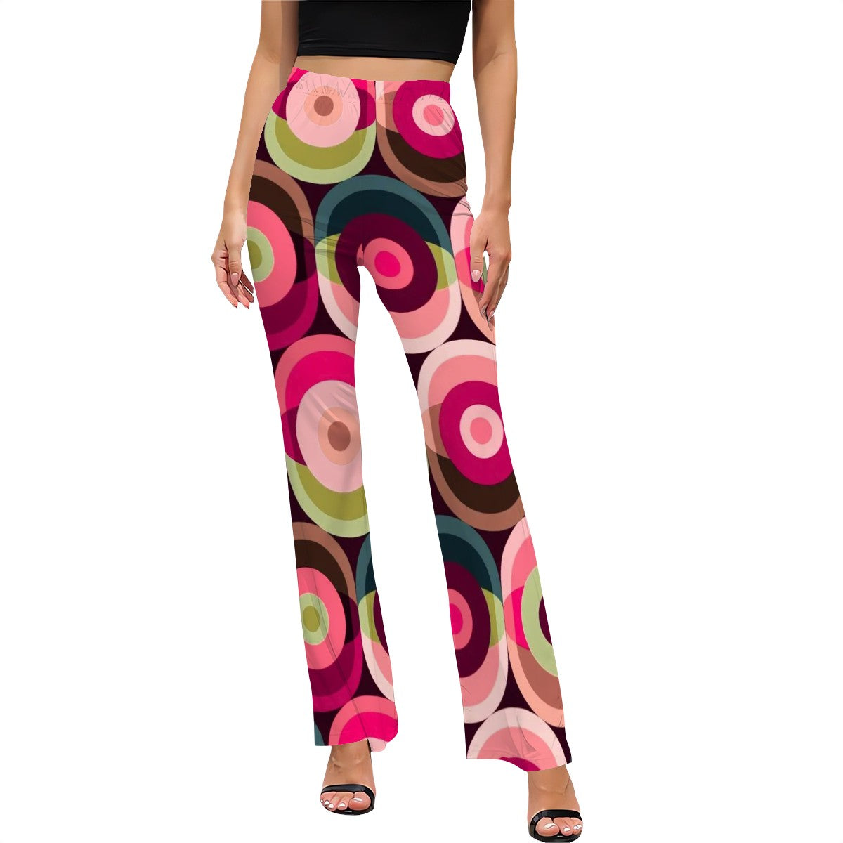 Retro Mod Groovy Orbs 60s 70s Vibe Women's Flared Pants - Mid Century Modern Gal