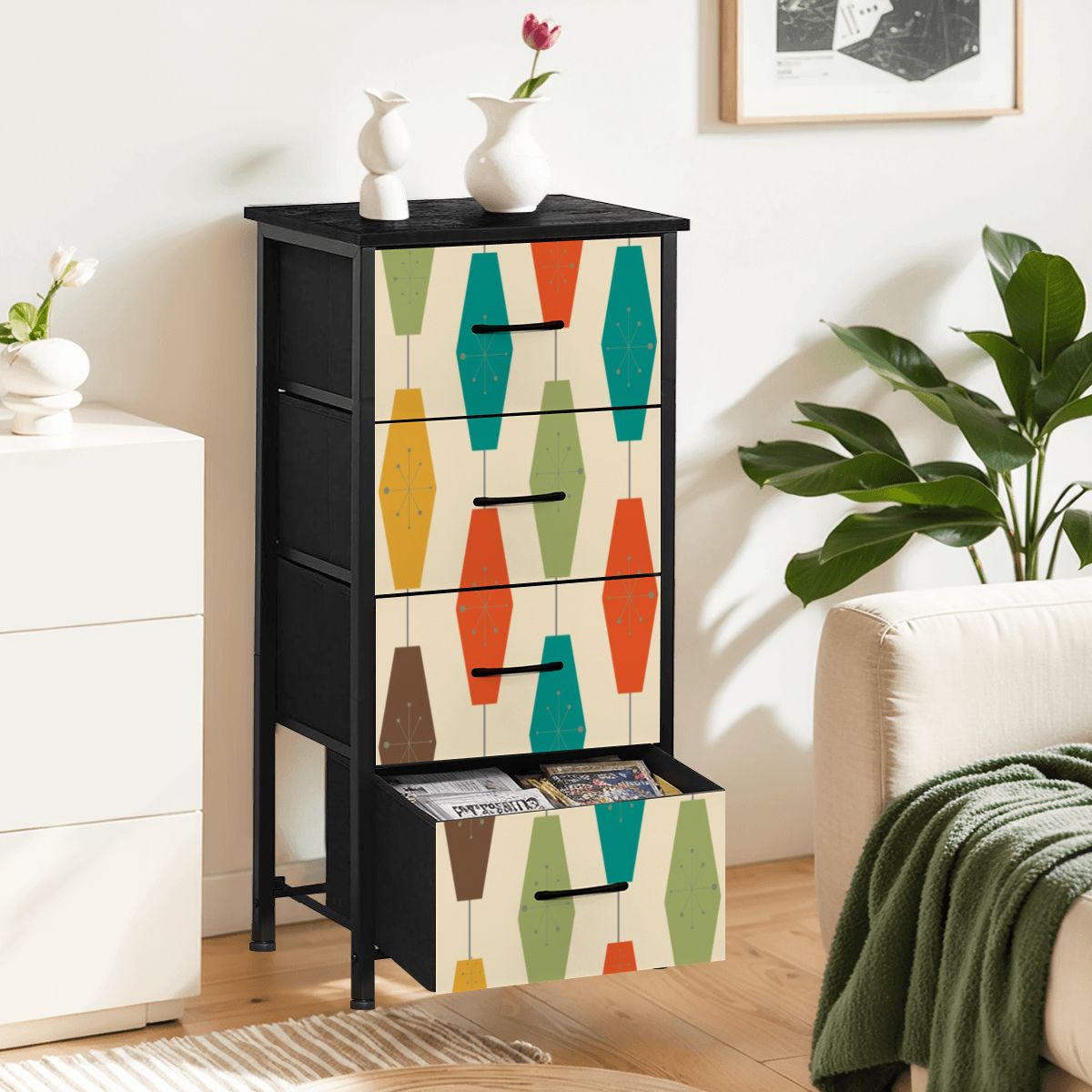 Mid Century Modern Groovy Lantern Designed 4-Drawer Dresser - Mid Century Modern Gal