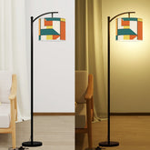 Mid Century Modern Bauhaus Orange, Teal Geometric Designed Mod Arc Floor Lamp - Mid Century Modern Gal