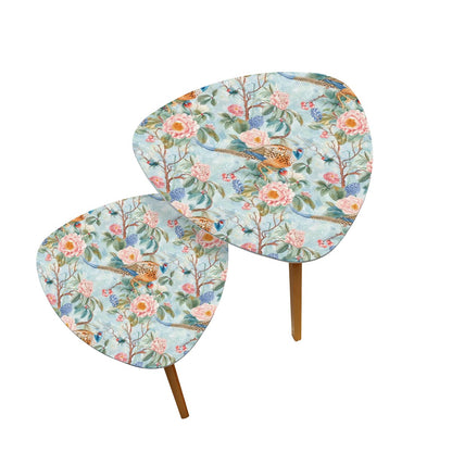 Chinoiserie Elegant Floral Pink Blue, Nesting Coffee Tables