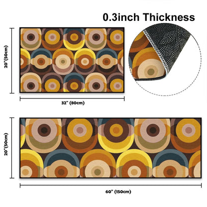 Mid Century Modern 70s Groovy Mod Kitchen Area Rug Set for Floor Non-Slip Washable - Mid Century Modern Gal