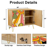 Retro 70s Groovy TV Cabinet, Sideboard Credenza With Groovy Cat Wooden Storage Cabinet - Mid Century Modern Gal