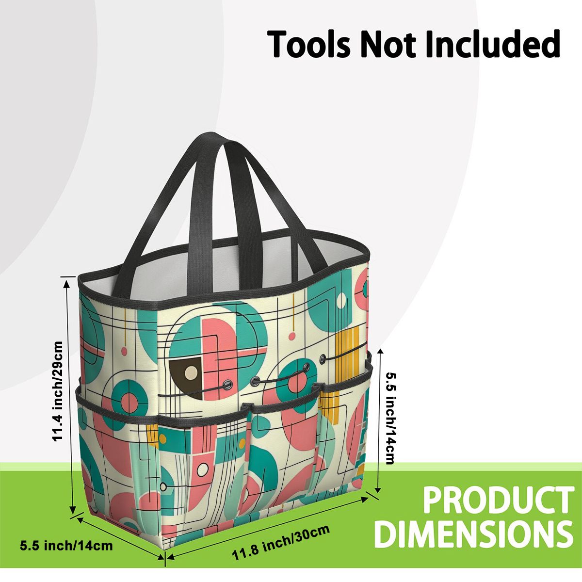 Mid Century Modern Bauhaus Designed Pink, Teal, Yellow Garden Tool Bag - Mid Century Modern Gal
