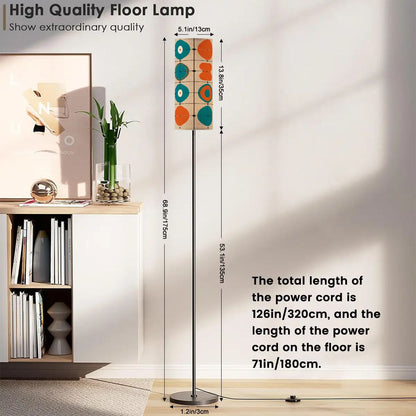 Mid Century Modern Minimalist Teal, Orange Geometric Retro Floor Lamp - Mid Century Modern Gal