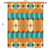 Mid Century Modern Curtain, Orange, Teal, Geometric Retro Design Single Panel - Mid Century Modern Gal