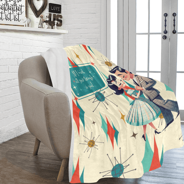 50's Mid Century Modern Atomic Franciscan Diamond, Lovey Dovey Couples Blanket Gift
