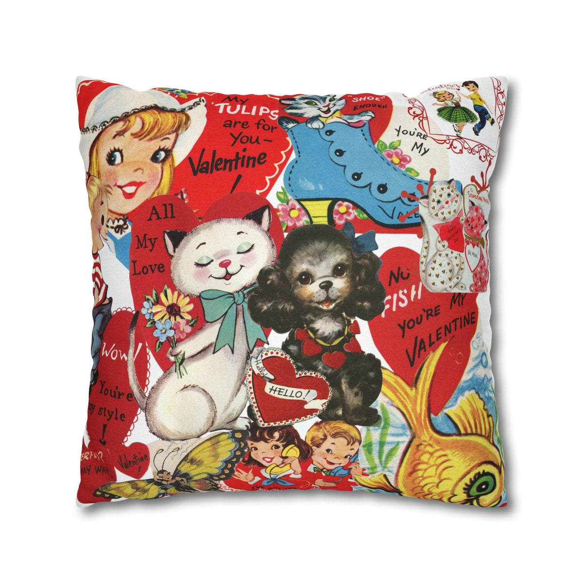 50's Vintage Valentine Card, Cute, Kitschy, Valentine, Love, For Mom, Daughter, Granddaughter, Niece, Special Valentine Pillow Cover Home Decor