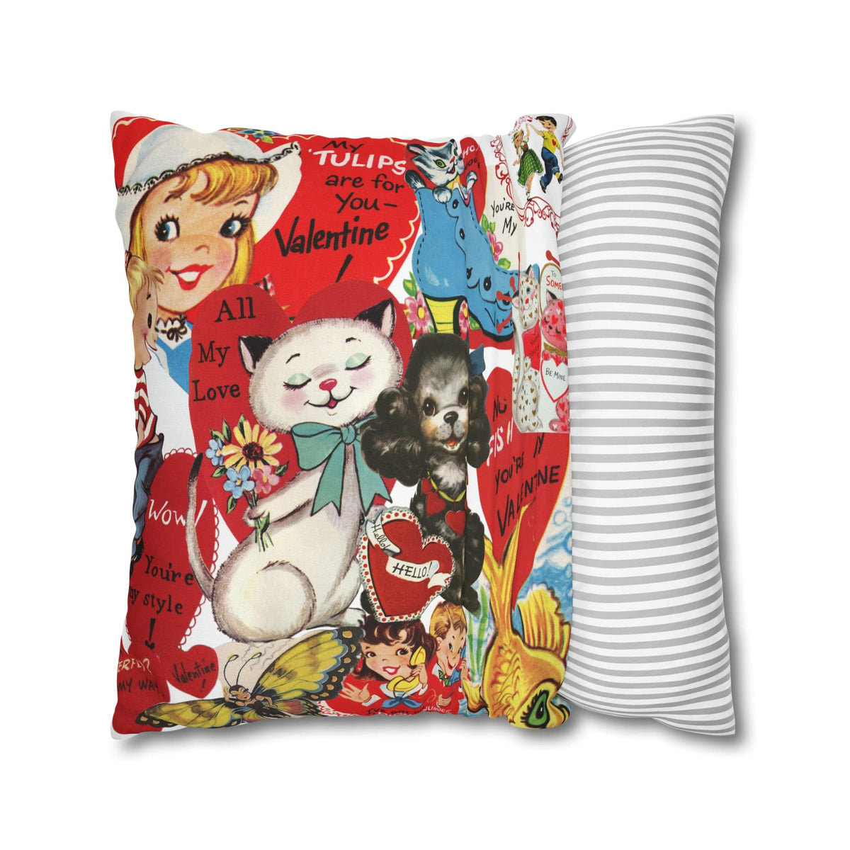 50's Vintage Valentine Card, Cute, Kitschy, Valentine, Love, For Mom, Daughter, Granddaughter, Niece, Special Valentine Pillow Cover Home Decor