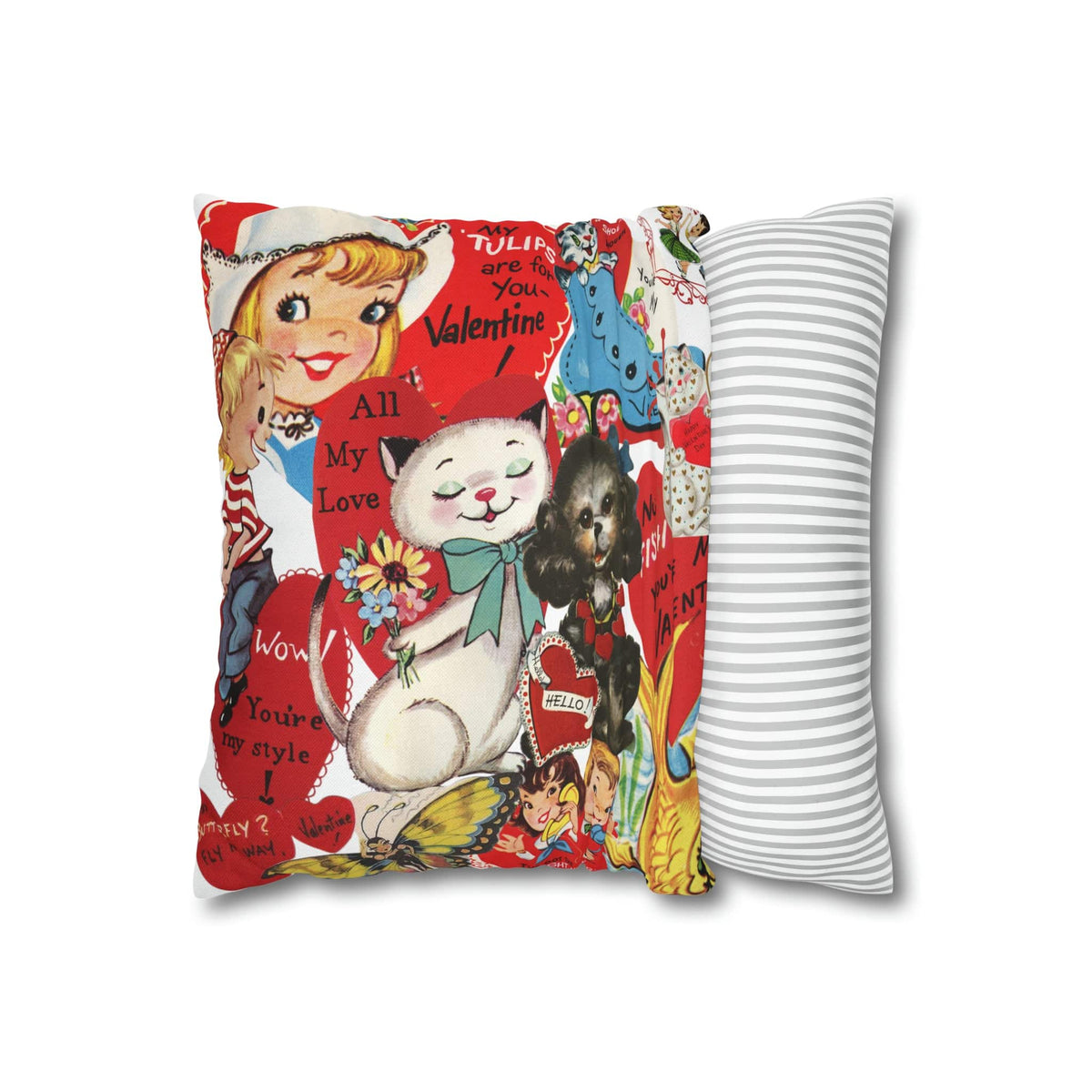 50's Vintage Valentine Card, Cute, Kitschy, Valentine, Love, For Mom, Daughter, Granddaughter, Niece, Special Valentine Pillow Cover Home Decor