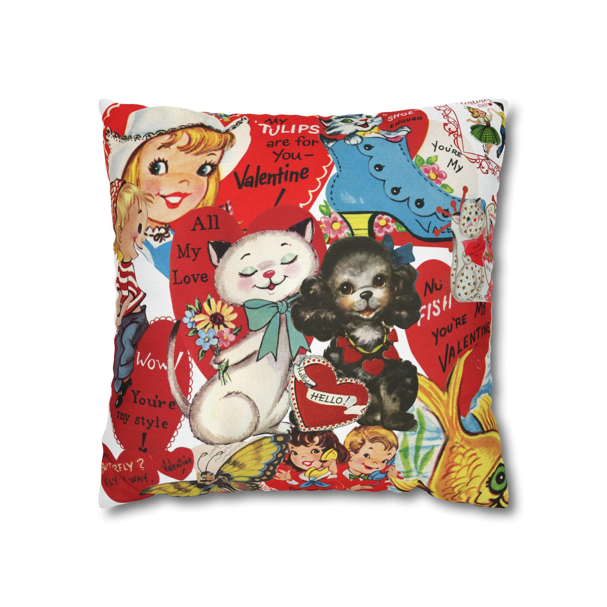 50's Vintage Valentine Card, Cute, Kitschy, Valentine, Love, For Mom, Daughter, Granddaughter, Niece, Special Valentine Pillow Cover Home Decor