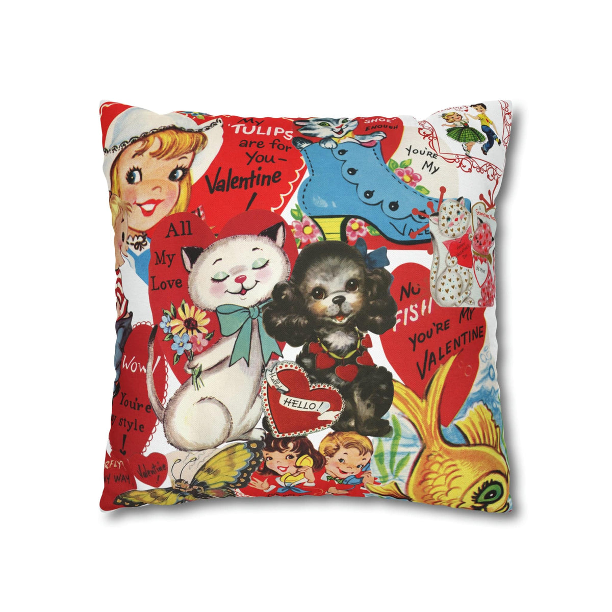 50's Vintage Valentine Card, Cute, Kitschy, Valentine, Love, For Mom, Daughter, Granddaughter, Niece, Special Valentine Pillow Cover Home Decor